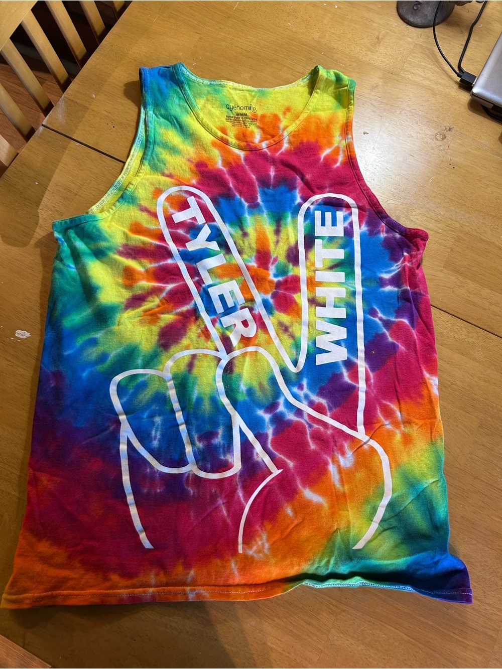 Tyler White Tie-Dye Tank Top - Peace Hand Graphic shirt